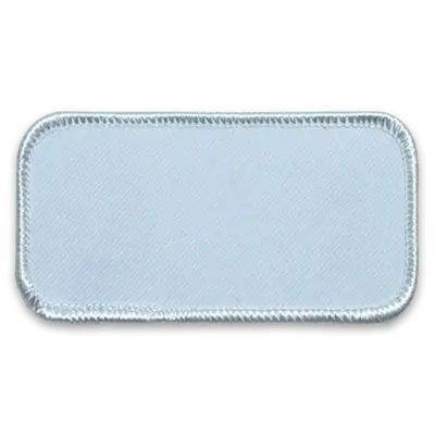 Pack of 25 - 3.625" x 1.625" - Blank Rectangle Patch - White Fabric with Merrow White Border - Industrial Backing