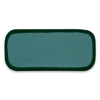 Pack of 25 - 3.625" x 1.625" - Blank Rectangle Patch - Lagoon Fabric with Merrow Spruce Border - Industrial Backing