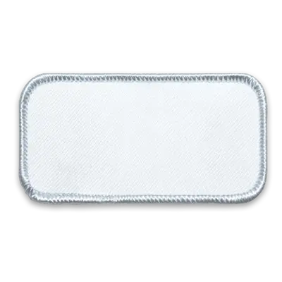 Pack of 25 - 3.625" x 1.625" - Blank Rectangle Patch - White Fabric with Embroidered White Border - Industrial Backing
