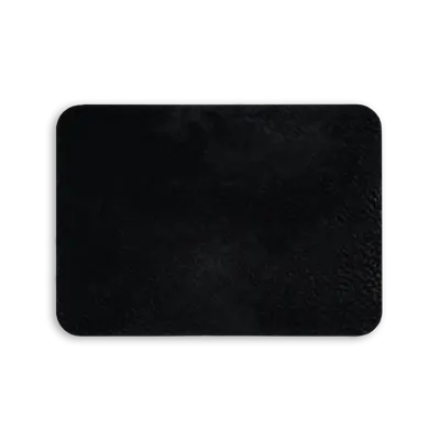 Pack of 25 - 3.5" x 2.5" - Blank Rectangle Patch - Faux Leather Black/Silver - Heat Applied Backing