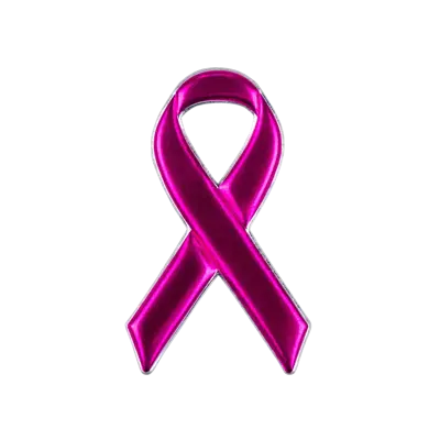 Pack of 25 - 1" - Official Breast Cancer Ribbon Patch - Flexstyle® Metallic Pink - Heat Applied Backing