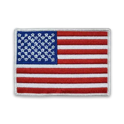 Pack of 25 - 3.5" x 2.5" - Official United States Flag Patch - Merrow White Border - Industrial Backing