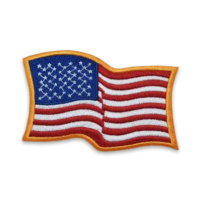 Pack of 25 - 3.5" x 2.25" - Official United States Wavy Flag Patch - Embroidered Gold Border - Industrial Backing