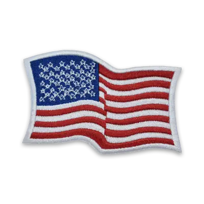 Pack of 25 - 3.5" x 2.25" - Official United States Wavy Flag Patch - Embroidered White Border - Industrial Backing