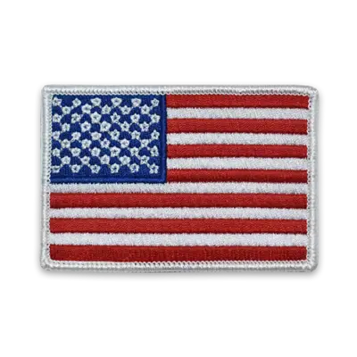 Pack of 25 - 3" x 2" - Official United States Flag Patch - Merrow White Border - Industrial Backing