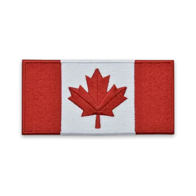 Pack of 25 - 4.6" x 2.3" - Official Canada Flag Patch - Embroidered White Border - Industrial Backing