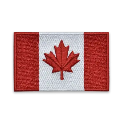 Pack of 25 - 2.6" x 1.6" - Official Canada Flag Patch - Embroidered White Border - Industrial Backing