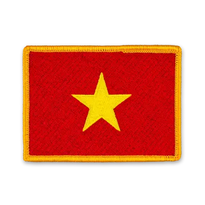 Pack of 25 - 3.5" x 2.5" - Official Vietnam Flag Patch - Merrow Gold Border - Heat Applied Backing