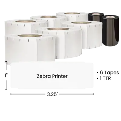 3.25 "x 1" - Thermal ID Kit - 6 Rl/2TTR Zebra 3600 L