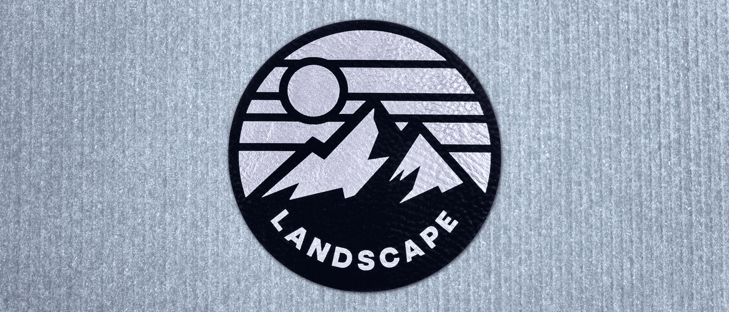 Black faux leather  mountain landscape patch