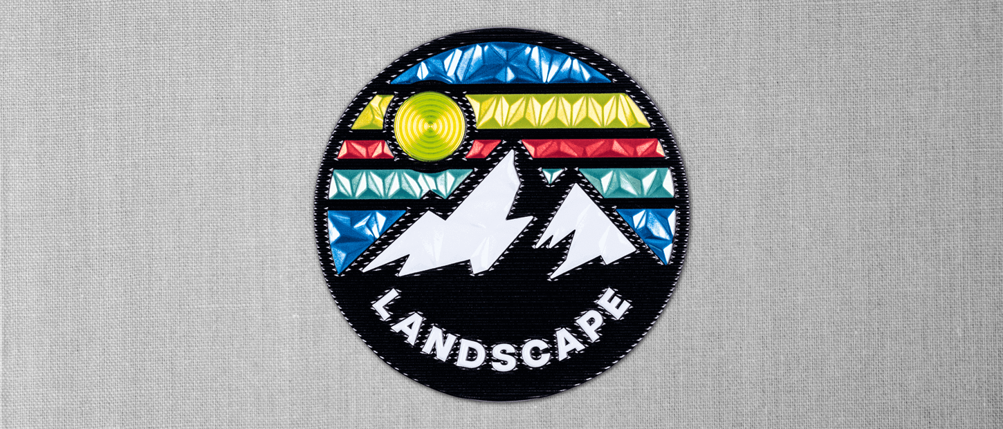 FlexStyle Beveled Metallic mountain landscape emblem