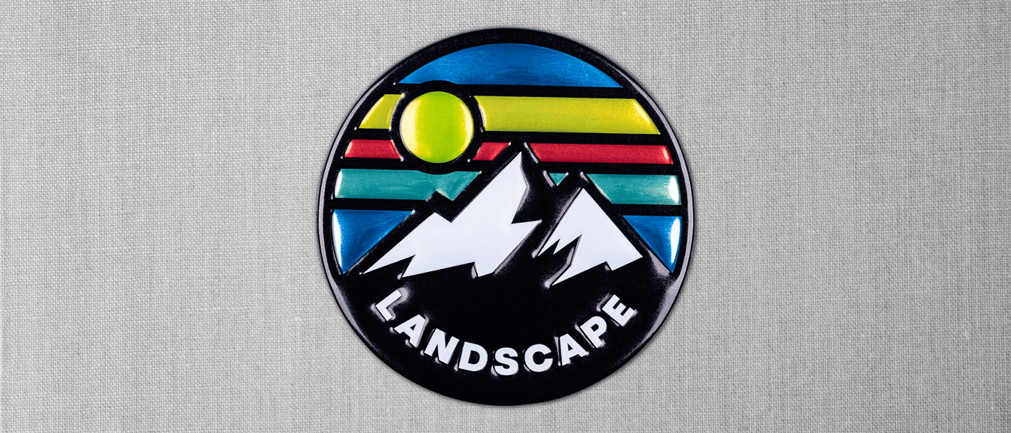 FlexStyle Flat Metallic mountain landscape emblem