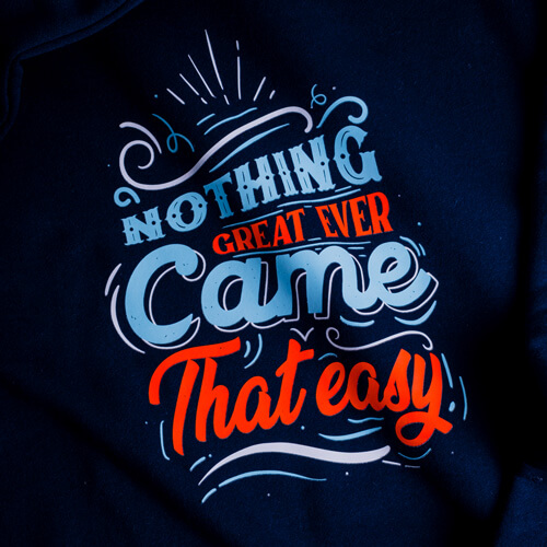 Full Color Heat Transfer Applied to Blue Shirt