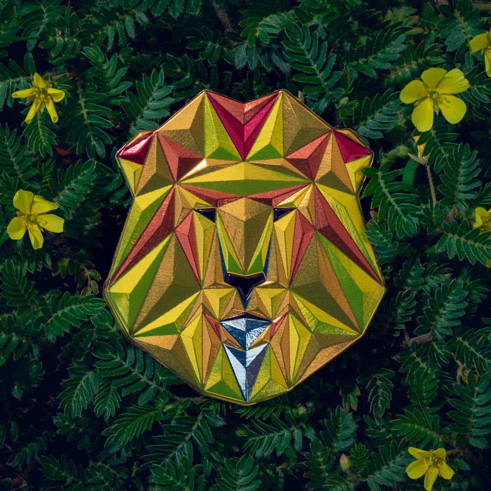 FlexStyle Beveled Lion Patch with Leafy Green Background