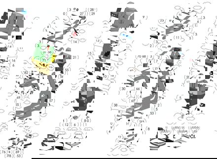 otronix Hover Heat Press parts pulled apart with labeled numbers ranging from 1 to 206