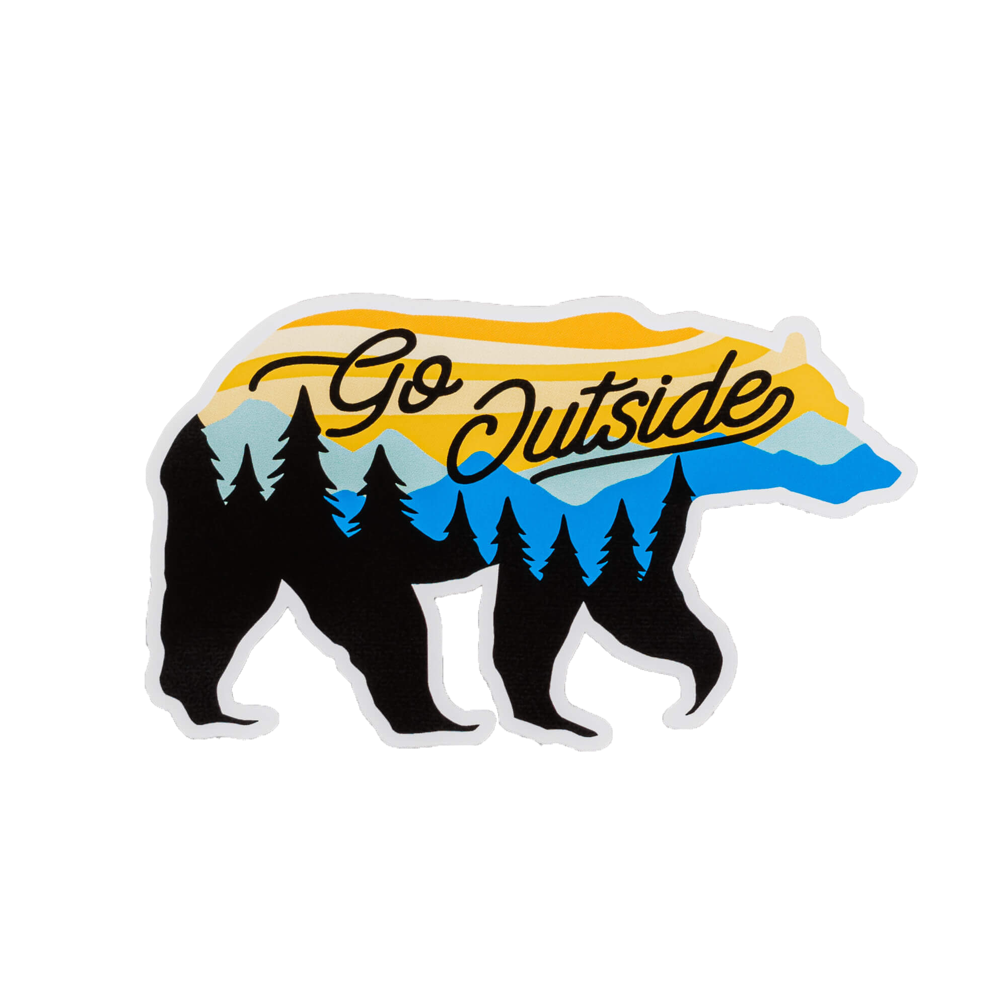 Full Color Heat Transfer, Go Outside landscape captured in a bear shape design