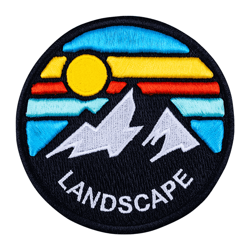 3D Embroidered mountain landscape patch
