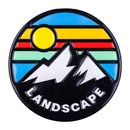 FlexStyle Domed Metallic mountain landscape emblem